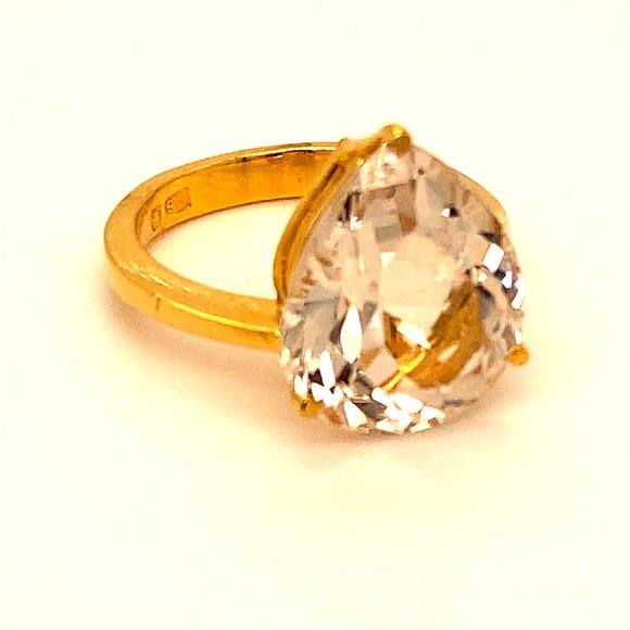 Certified Imperial Topaz 11.70ct Solid 22K Ring - Picture 3 of 11